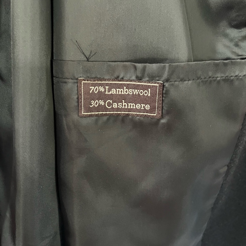 Ralph Ralph Lauren Men's Long Overcoat Top Coat Black Wool Cashmere Size L - Picture 6 of 6